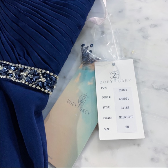 Blue Off Shoulder Prom Dress - Picture 8 of 8